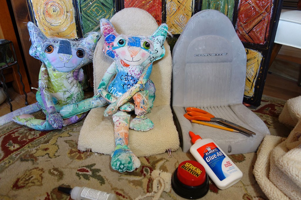 The Chairman sitting on his car seat covered in beautiful sheepskin fabric.