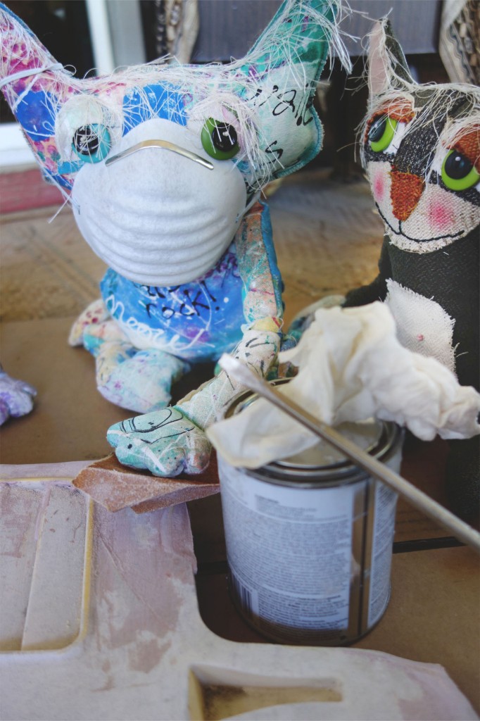 The Chairman sanding away on the dried Bondo.