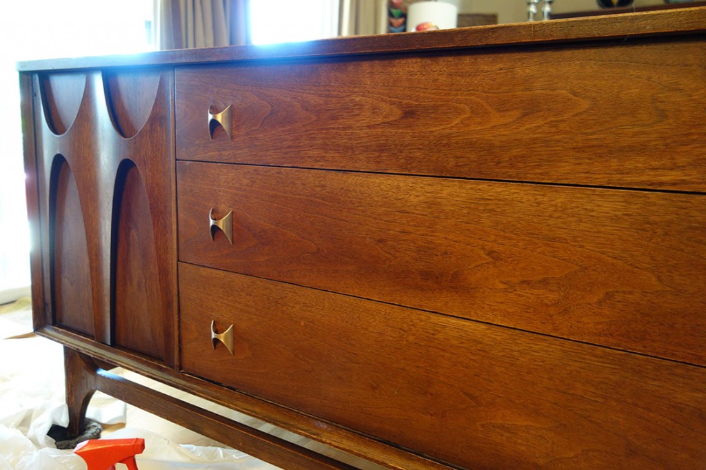 An after shot of the credenza looking rich and beautiful.