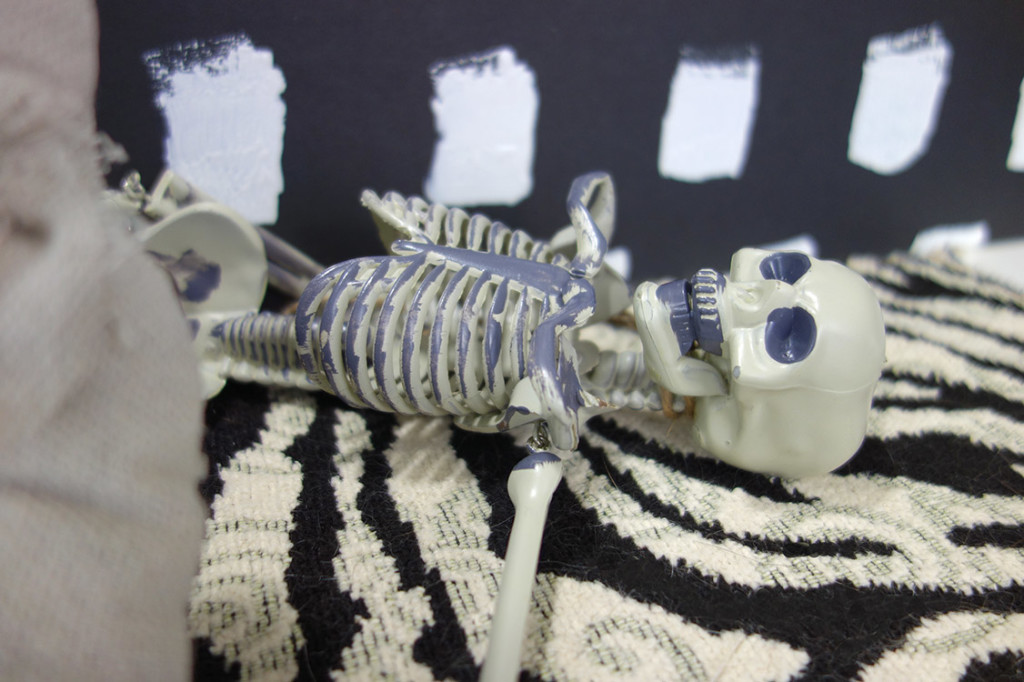 The skeleton laying on his back supposedly pass outed cold.