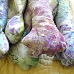 Colorful fabric paws for cat dolls.