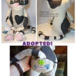 Very cute soft sculpture cat doll made from upcycled drop cloth and vintage man's suiting.